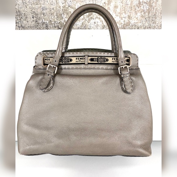 Fendi Pewter Villa Borghese Selleria Leather Bag - Picture 2 of 15